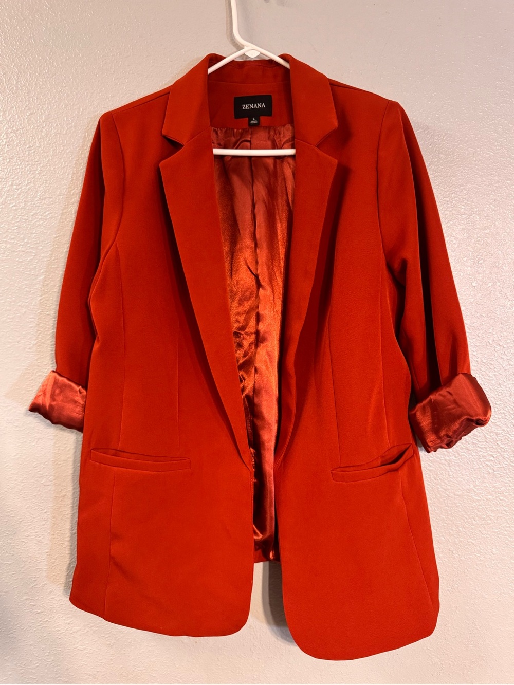 Zenana Outfitters Brunt Orange Blazer Jacket